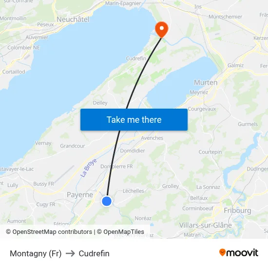 Montagny (Fr) to Cudrefin map