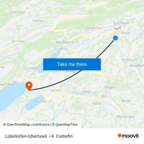 Lüterkofen-Ichertswil to Cudrefin map