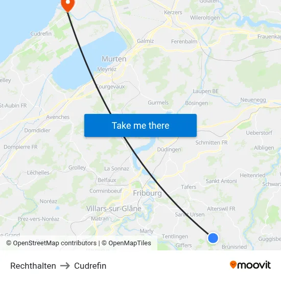 Rechthalten to Cudrefin map