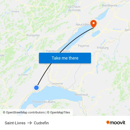Saint-Livres to Cudrefin map