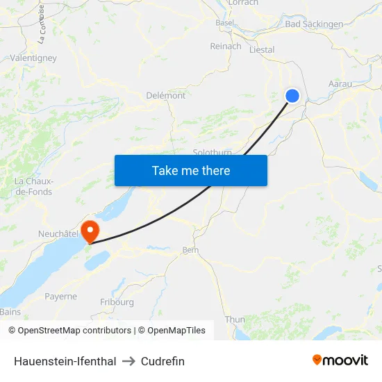 Hauenstein-Ifenthal to Cudrefin map