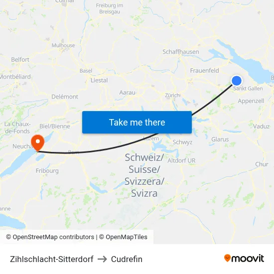 Zihlschlacht-Sitterdorf to Cudrefin map