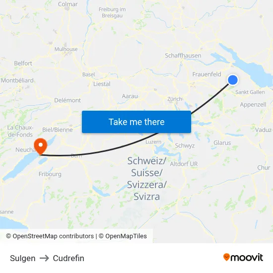 Sulgen to Cudrefin map