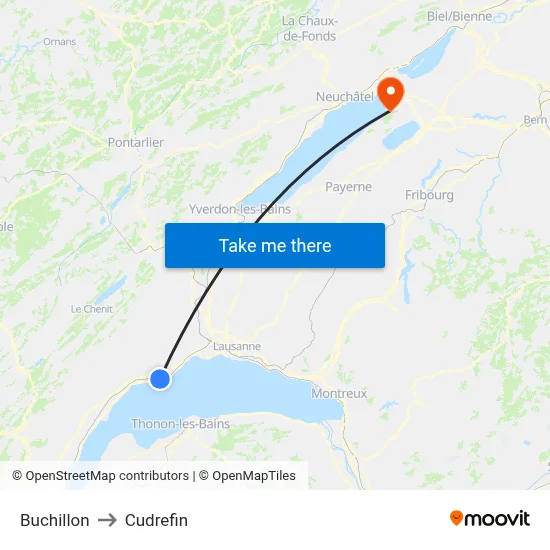 Buchillon to Cudrefin map