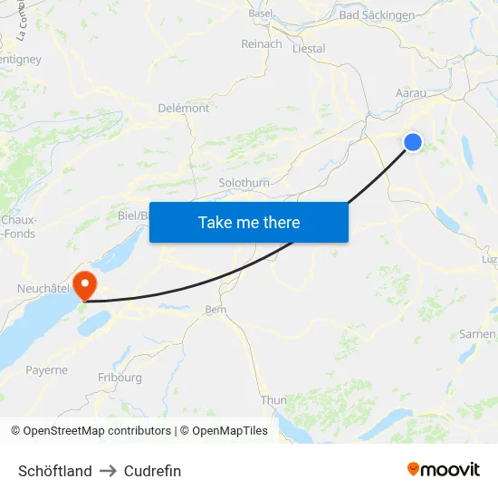 Schöftland to Cudrefin map