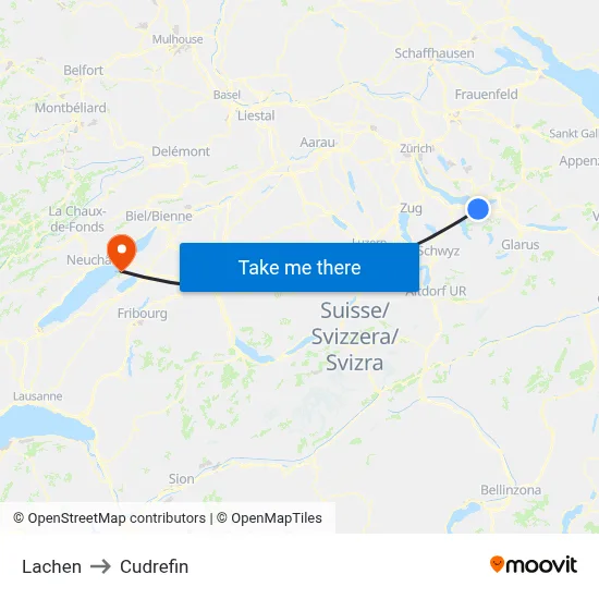 Lachen to Cudrefin map