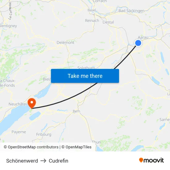 Schönenwerd to Cudrefin map