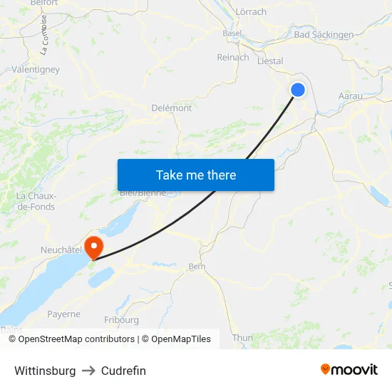 Wittinsburg to Cudrefin map