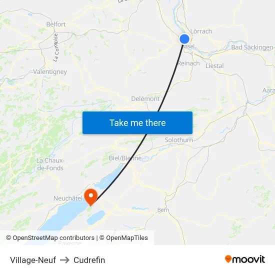 Village-Neuf to Cudrefin map