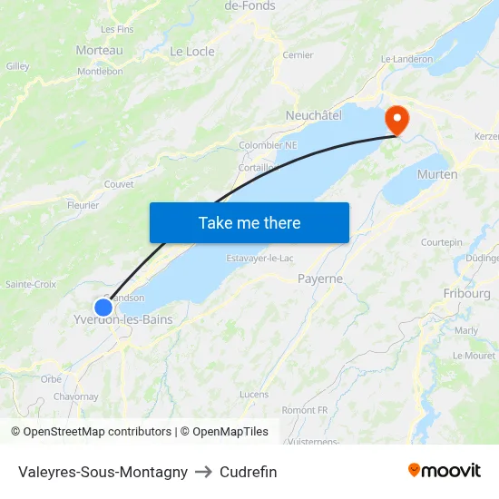 Valeyres-Sous-Montagny to Cudrefin map