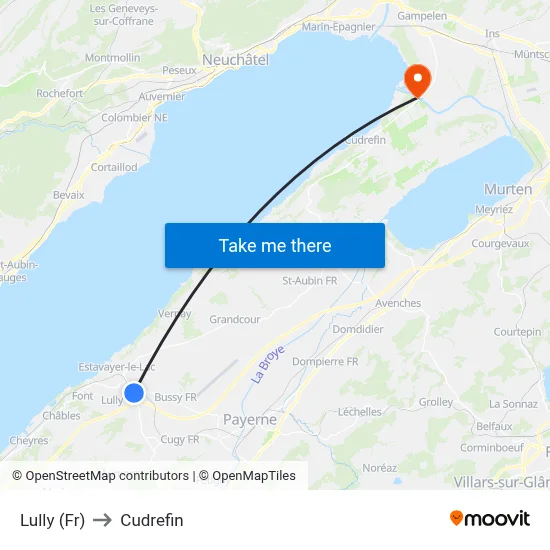Lully (Fr) to Cudrefin map