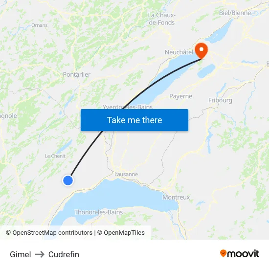 Gimel to Cudrefin map