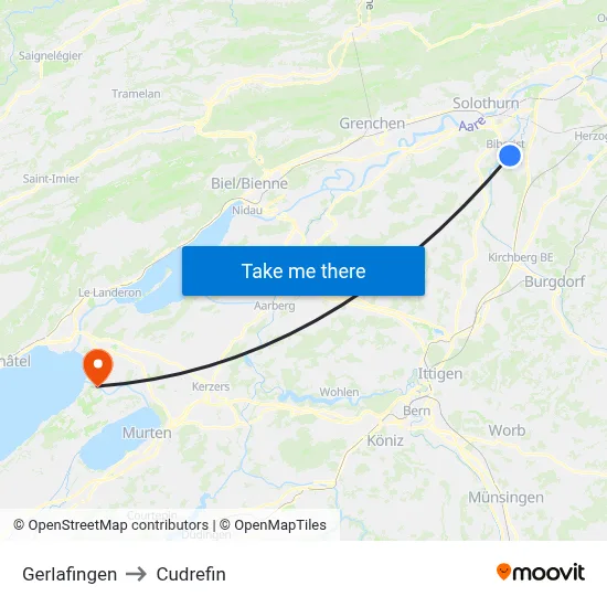 Gerlafingen to Cudrefin map