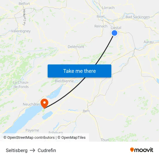Seltisberg to Cudrefin map