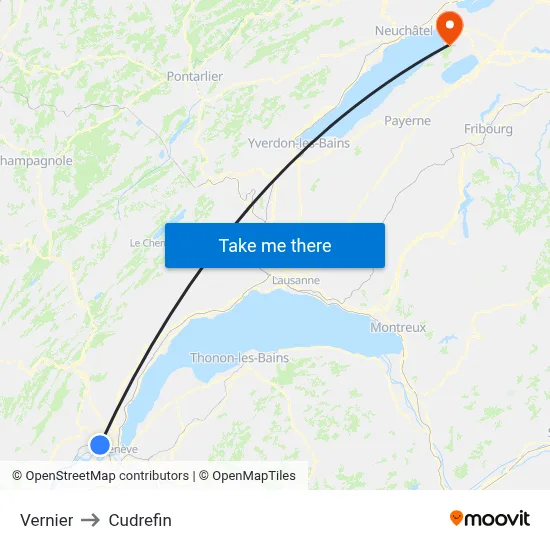 Vernier to Cudrefin map