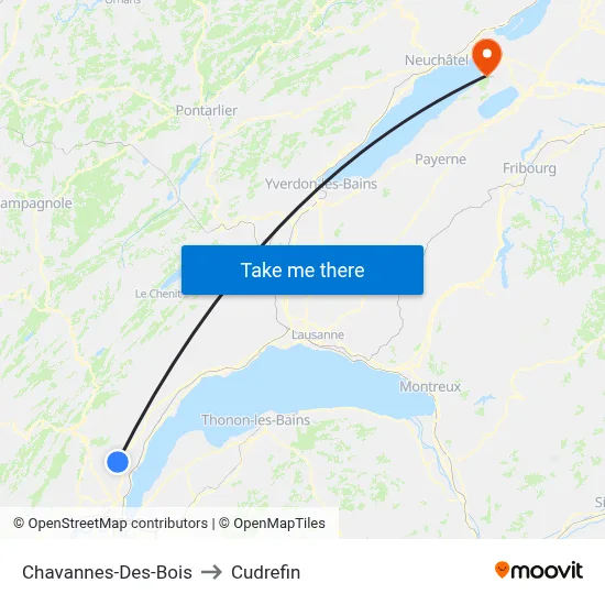 Chavannes-Des-Bois to Cudrefin map