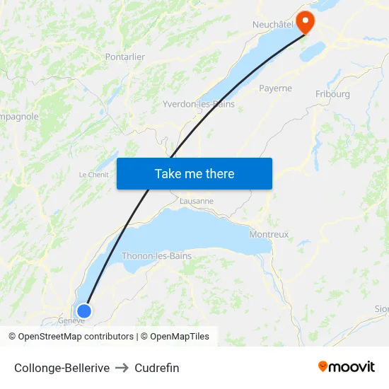 Collonge-Bellerive to Cudrefin map