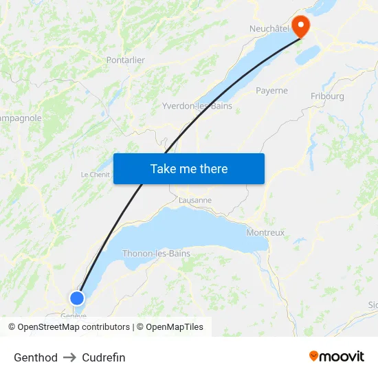 Genthod to Cudrefin map