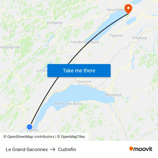 Le Grand-Saconnex to Cudrefin map