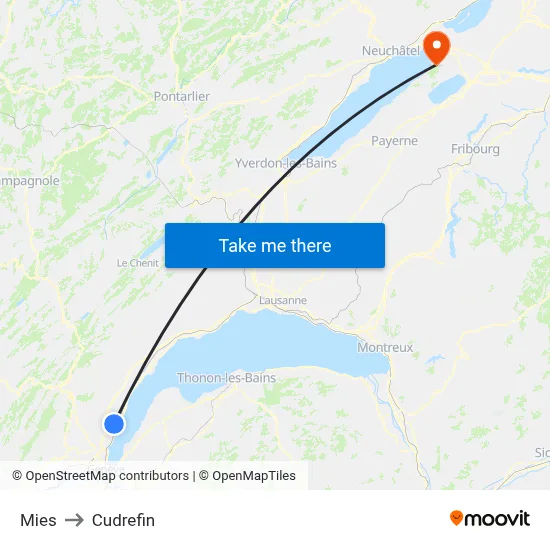 Mies to Cudrefin map
