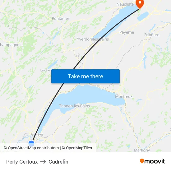 Perly-Certoux to Cudrefin map