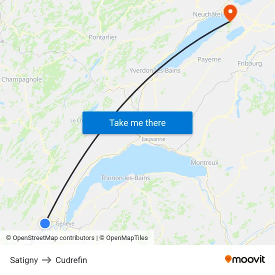 Satigny to Cudrefin map