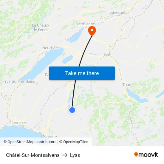 Châtel-Sur-Montsalvens to Lyss map