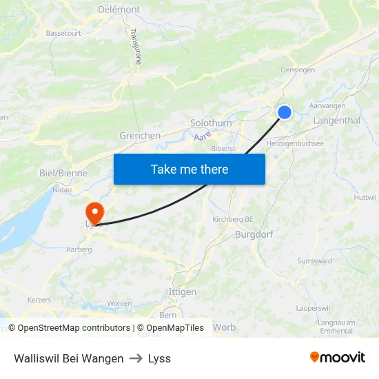 Walliswil Bei Wangen to Lyss map