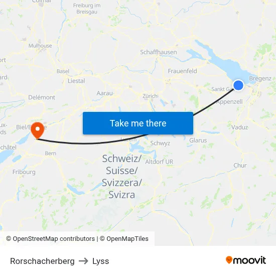 Rorschacherberg to Lyss map
