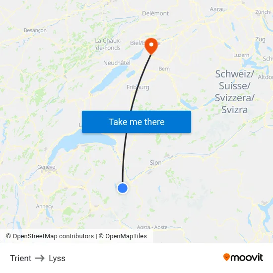 Trient to Lyss map
