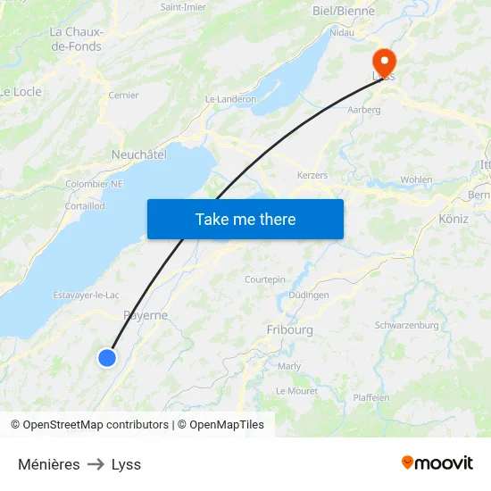 Ménières to Lyss map