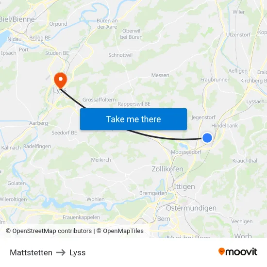 Mattstetten to Lyss map