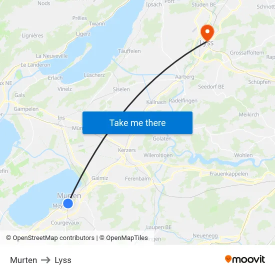 Murten to Lyss map