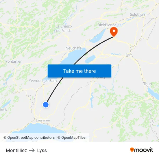 Montilliez to Lyss map