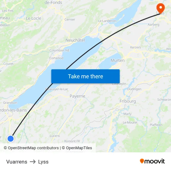 Vuarrens to Lyss map