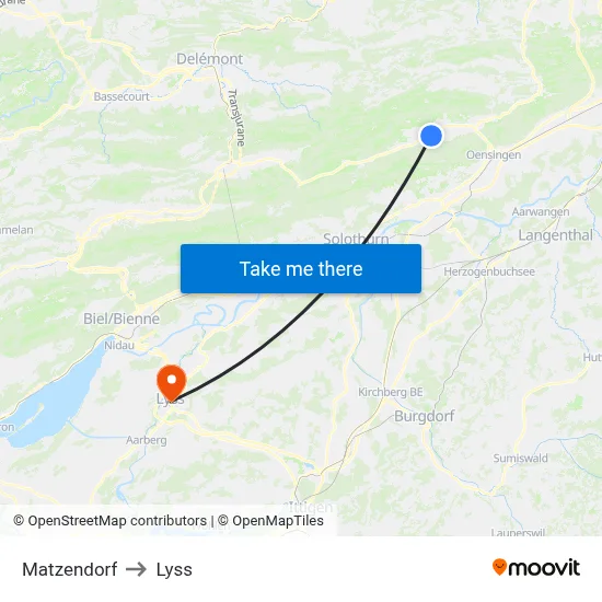Matzendorf to Lyss map