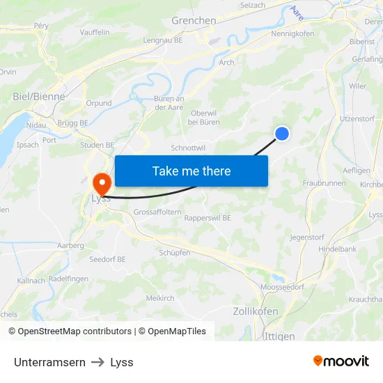 Unterramsern to Lyss map