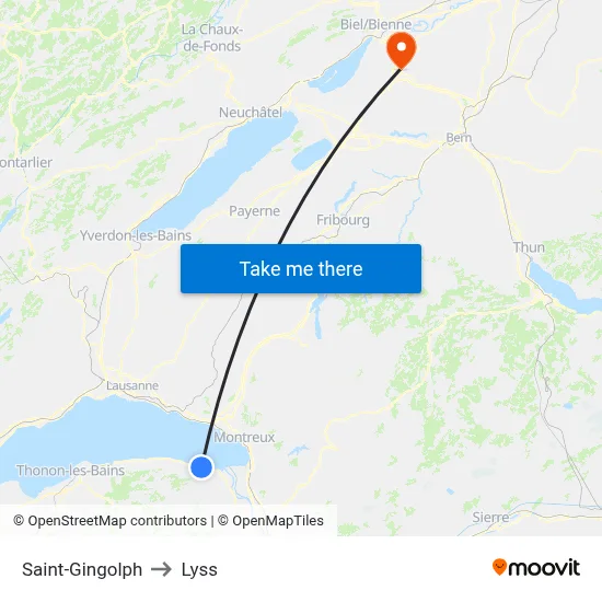 Saint-Gingolph to Lyss map