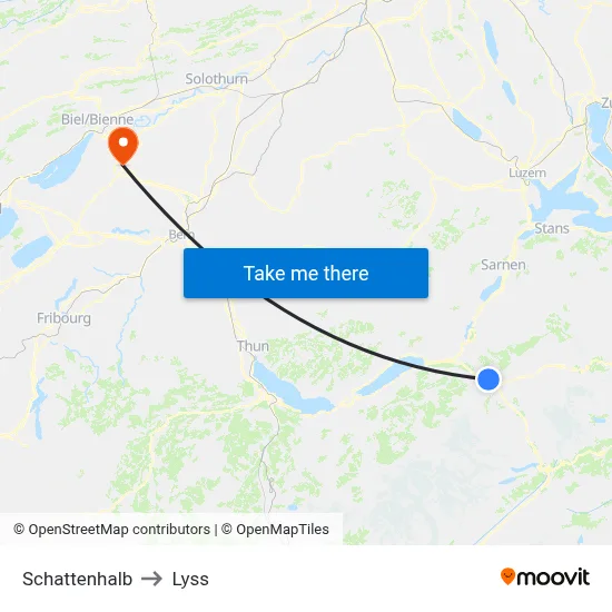 Schattenhalb to Lyss map