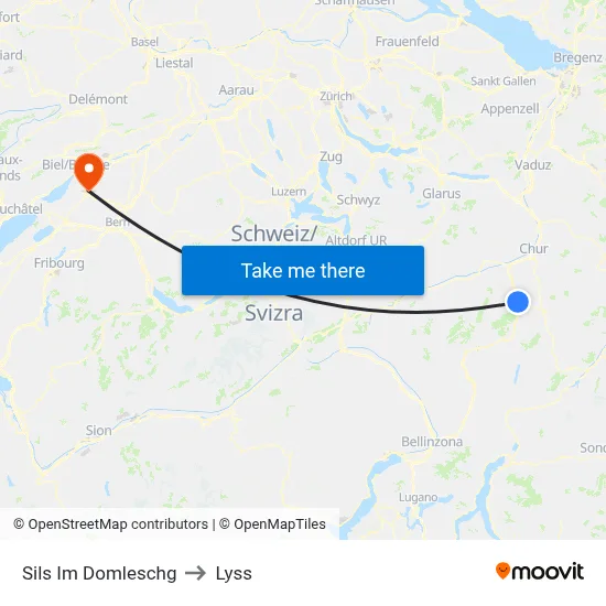 Sils Im Domleschg to Lyss map