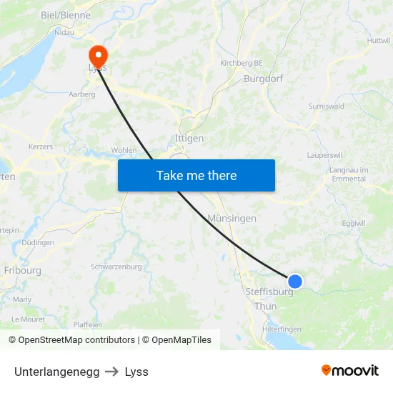 Unterlangenegg to Lyss map