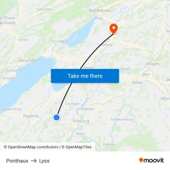 Ponthaux to Lyss map