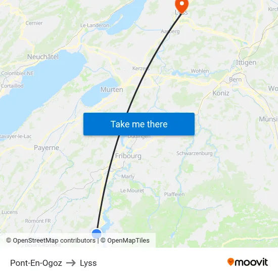 Pont-En-Ogoz to Lyss map