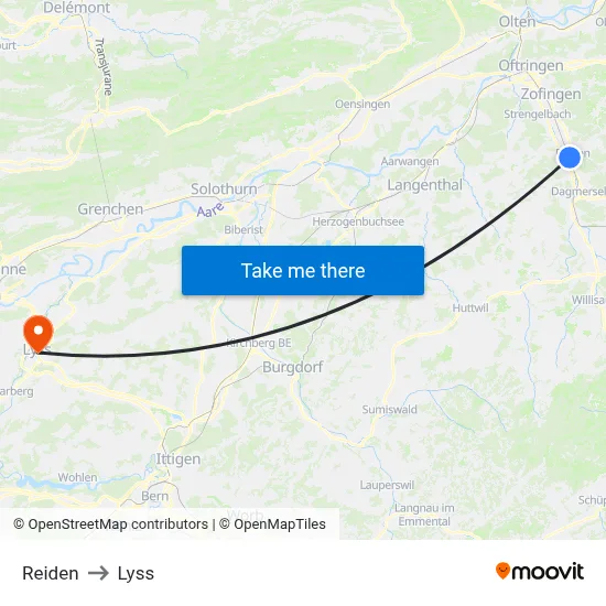 Reiden to Lyss map