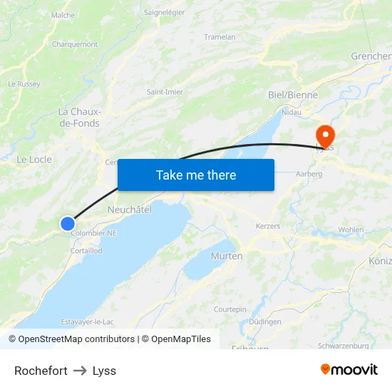 Rochefort to Lyss map