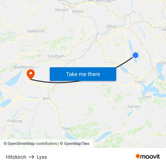 Hitzkirch to Lyss map