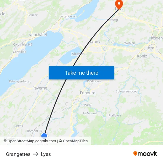 Grangettes to Lyss map