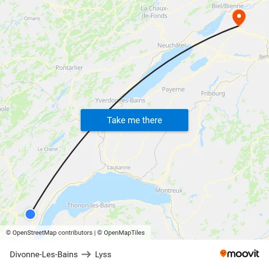 Divonne-Les-Bains to Lyss map