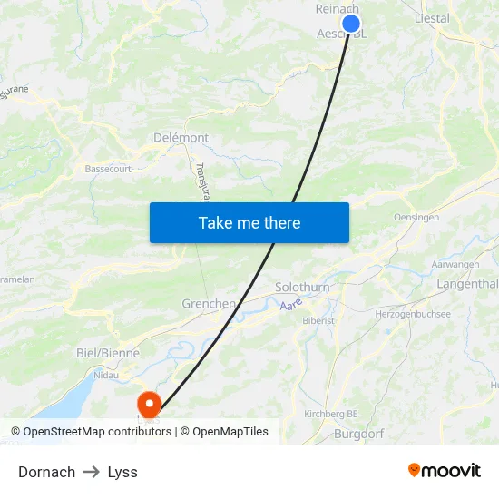 Dornach to Lyss map