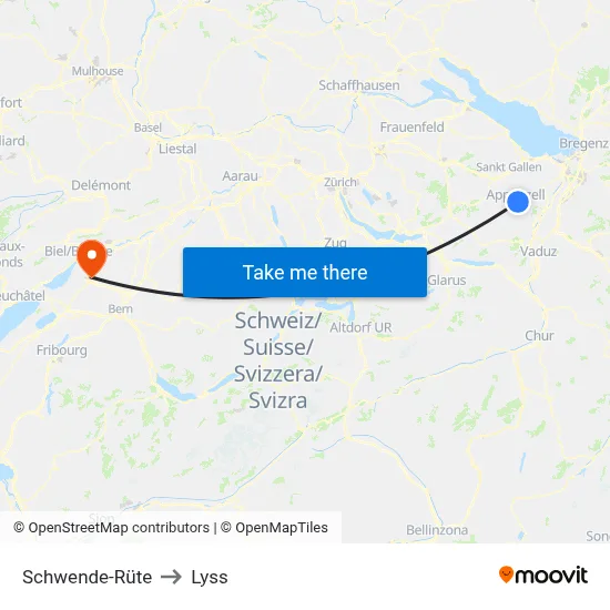 Schwende-Rüte to Lyss map